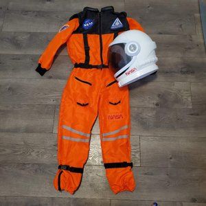 Joyin NASA Astronaut Costume Space Helmet Gray Visor Orange Jumpsuit Kids Sz M